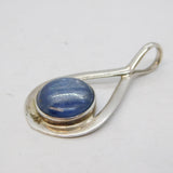Studio Sterling Silver & Blue Hardstone Drop Pendant Vintage c1980s