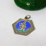 Sterling Silver & Enamel St Christopher Charm Pendant Vintage c1970