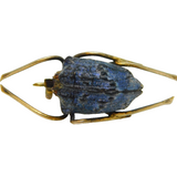 Victorian Egyptian Revival Sterling Silver Gilt Scarab Beetle Brooch Antique