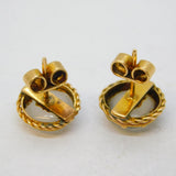 Victorian 14ct Yellow Gold & Moonstone Stud Earrings Antique c1890s