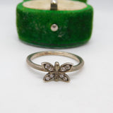 Sterling Silver Spinel Butterfly Dress Ring Vintage c1970 Size Q UK