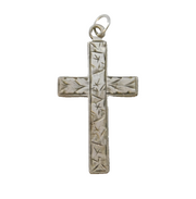 Edwardian Sterling Silver Floral Pattern Cross Pendant Antique 1907 London