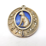 Sterling Silver Gilt Enamel Egyptian Revival Charm Pendant Vintage c1970s