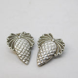 Pair of Sterling Silver Pineapple Form Clip-On Earrings Vintage c1970