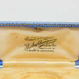 Art Deco Blue Leather Jewellery Box 'Thurlow Champness, Bury St. Edmunds'