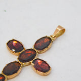 Georgian 10ct Rose Gold & Foil-Back Garnet Cross Pendant Antique c1820s