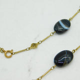 19th Century Rolled Gold & Banded Agate Set Mourning Necklace Antique