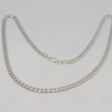 Italian Sterling Silver Diamond Cut Curb Chain Necklace Vintage c1980 20" Length