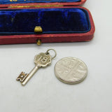 Sterling Silver Commemorative 18th Birthday Key Charm Pendant Vintage c1970