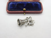 Sterling Silver Ribbon & Bell Wedding Charm Pendant Vintage c1970
