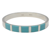 Sterling Silver & Turquoise Set Modernist Bangle Bracelet Vintage c1990