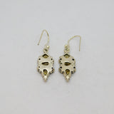 Pair of Sterling Silver Multi-Stone Faceted Citrine Hook Earrings Vintage c1990