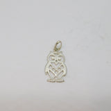 Sterling Silver Cutwork Owl Charm Pendant Vintage c1970