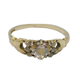 Sterling Silver & Gilt Clannad Style CZ Heart Ring Vintage c1970 Size R 1/2