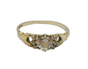 Sterling Silver & Gilt Clannad Style CZ Heart Ring Vintage c1970 Size R 1/2