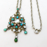 19th Century Austro-Hungarian Sterling Silver, Enamel, Turquoise Necklace c1880s