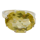 Sterling Silver Large Citrine Solitaire Cocktail Ring Vintage c1970 Size N