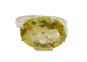 Sterling Silver Large Citrine Solitaire Cocktail Ring Vintage c1970 Size N