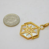 Sterling Silver Gilt, Crystal & Pearl Set Spinner Charm Pendant Vintage c1970s