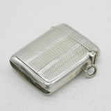 Edwardian Sterling Silver Engine Turned Vesta Case Antique 1908 Birmingham