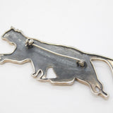Mexican Style Sterling Silver Prowling Panther Brooch Pin Vintage c1970s