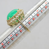 Sterling Silver Cabochon Green Jadeite Cocktail Ring Vintage c1970 Size P