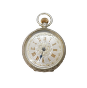 19th Century Swiss .935 Silver Cased Silvered Dial Ladies Pocket Watch Antique