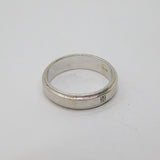 Sterling Silver Single Diamond Set Bevelled Wedding Ring Modern c1990 Size M