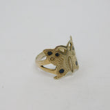 Sterling Silver & Enamel Butterfly Adjustable Band Ring Vintage c1970 Size I