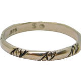 Sterling Silver Patterned Narrow Band Ring Vintage c1970 Size N 1/2
