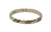 Sterling Silver Patterned Narrow Band Ring Vintage c1970 Size N 1/2