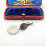 Sterling Silver & Black Onyx Floral Charm Drop Pendant Vintage c1970