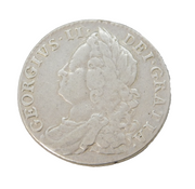 King George II Silver Roses Shilling Coin Antique 1747 Fine Condition