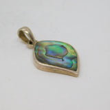 Sterling Silver Abalone Shell Leaf Form Charm Pendant Contemporary c1990s