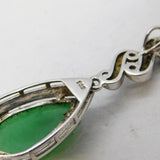 Sterling Silver Cabochon Jadeite Drop Pendant Vintage c1990s