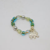 Sterling Silver Beaded Stretch Elephant Charm Ring Contemporary c2010 Size M-O