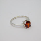 Sterling Silver Round Garnet Solitaire Dress Ring Vintage c1970 Size N 1/2
