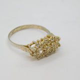 Sterling Silver Art Deco Three Paste Flowers Dress Ring Antique c1940 Size R