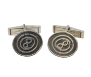 Sterling Silver Swirl Pattern Pair of Gents Cufflinks Vintage c1980s