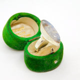 Sterling Silver Ellipse Moonstone Chunky Statement Ring Vintage c1970 Size Q 1/2