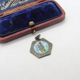 Sterling Silver & Enamel St Christopher Travel Charm Pendant Vintage c1970