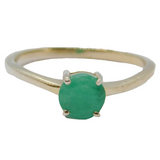Sterling Silver Round Emerald Solitaire Dress Ring Vintage c1970 Size M 1/2
