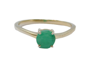 Sterling Silver Round Emerald Solitaire Dress Ring Vintage c1970 Size M 1/2