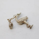 Sterling Silver Stork & the Baby Charm Pendant Vintage c1970