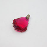 Sterling Silver Raspberry Pink Crystal Peardrop Charm Pendant Vintage c1970s