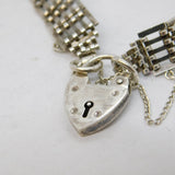 Sterling Silver Gate Link Heart Lock Clasp Charm Bracelet Vintage Birmingham