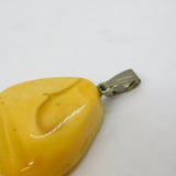 Sterling Silver Mounted Baltic Amber Drop Pendant Antique c1920s Art Deco
