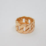 Rose Gold On Sterling Silver Flat Curb Style Band Ring Vintage c1990 Size N 1/2