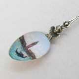 19th Century Italian .800 Silver & Enamel Venice Souvenir Spoon Antique c1880s