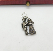Sterling Silver 'Happy Couple' Wedding Charm Pendant Vintage c1970
